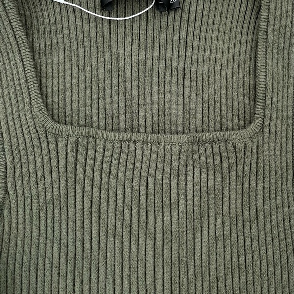 Olive Green Ribbed Knit Tank Top Size Small - Picture 2 of 3